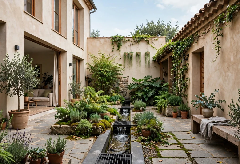 Interior Courtyard Drainage Designs for Residential Homes With Enclosed Open Air Living Spaces